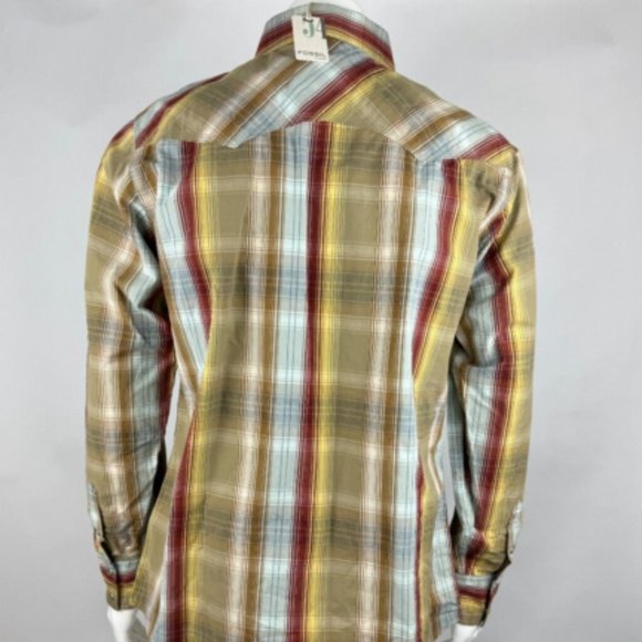Fossil 54 Wester Plaid Shirt‎ Mens XL NWT Long Sleeve Button-Up Cotton Collared - Picture 2 of 14